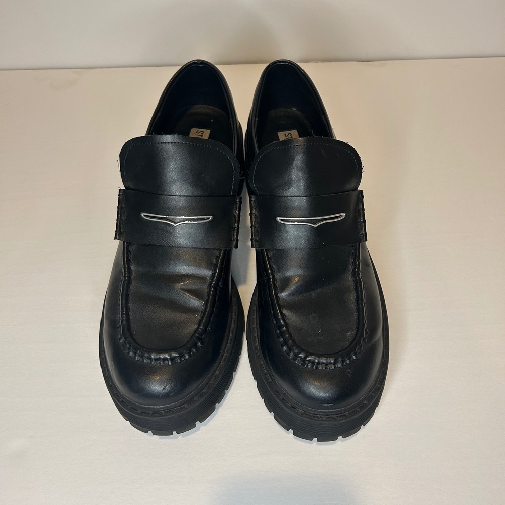 Steve Madden Malvern Loafers Womens 8.5 Black Chunky Platform Lug Sole MALV02S1 - Picture 5 of 8